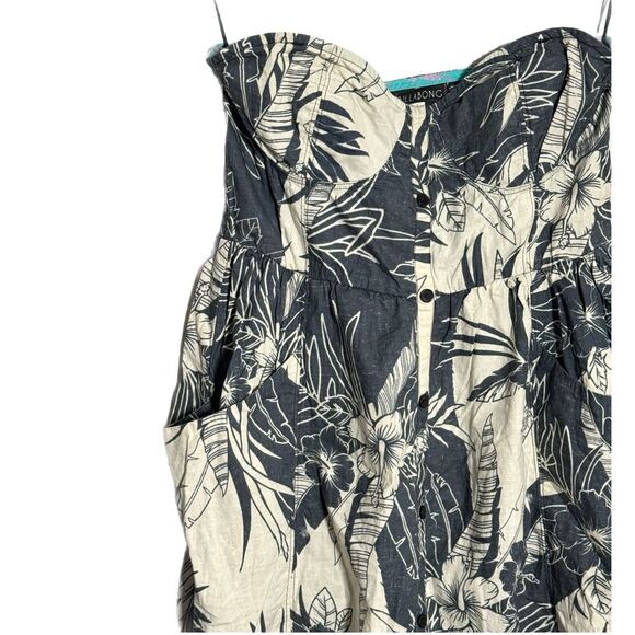 Billabong Ocean View Slate Grey Tropical Print Dress - Picture 4 of 8